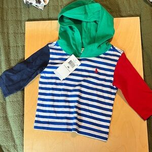 Ralph Lauren Kids Striped Hoodie in Green, Blue, and Red